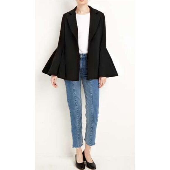 The Limited Navy Open Front  Essentials Wool Crepe Trumpet Sleeve Blazer 24W NWT - Picture 9 of 9